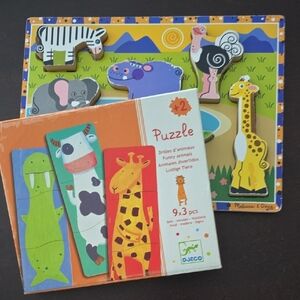Bundle of 2 Wooden Animal Puzzles